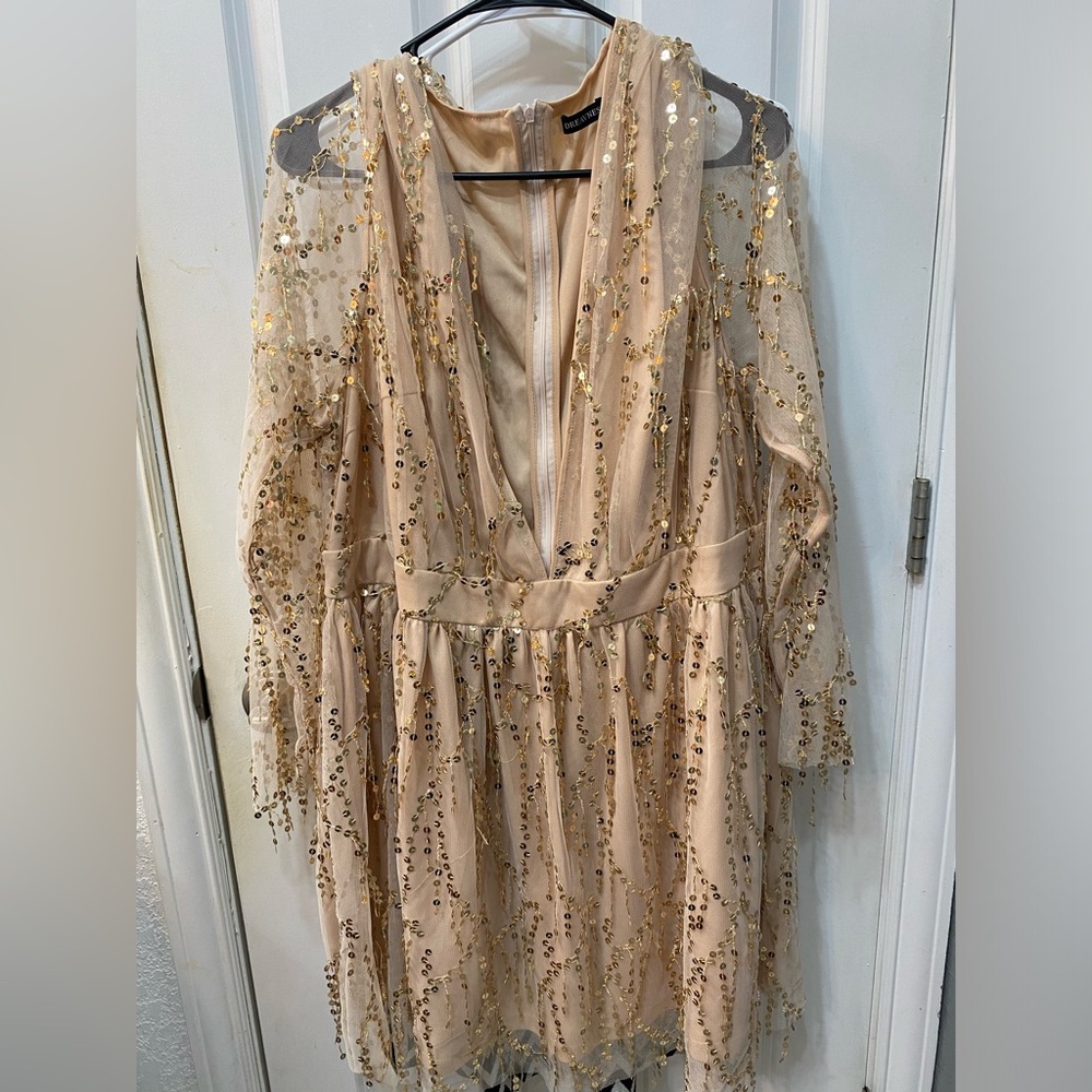 *Plus Size* Champaign sequin dress
